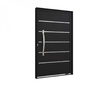 PORTA DE GIRO PIVOT LAMBRI ALUM PRETA C/FRISO C/PUX 80 215X105 P9182.1 ESQ.