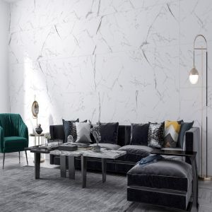 PORCELANATO RETIFICADO CARRARA CRISTAL ACETINADO IN 53X106 ESM. CX 2.23 MTS