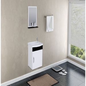KIT ARMARIO C/ESPELHO SIENA SUSP 1 PORTA 39CM PRETO  578215