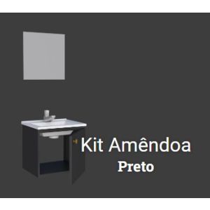 KIT ARMARIO C/ESPELHO ACO AMENDOA 40 PRETO   P102111 