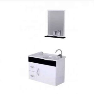 KIT ARMARIO C/ESPELHO SIENA SUSP.2GAVESP 55.5CM PRETO   578315 